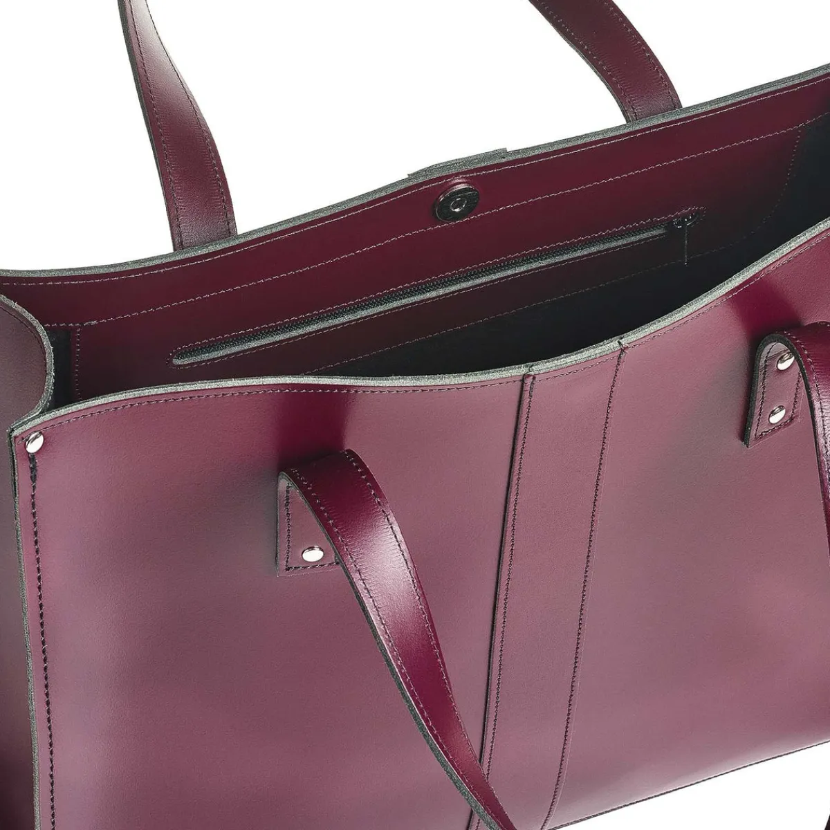 Zatchels Handmade Leather Shopper - Marsala Red><noscript><img width=