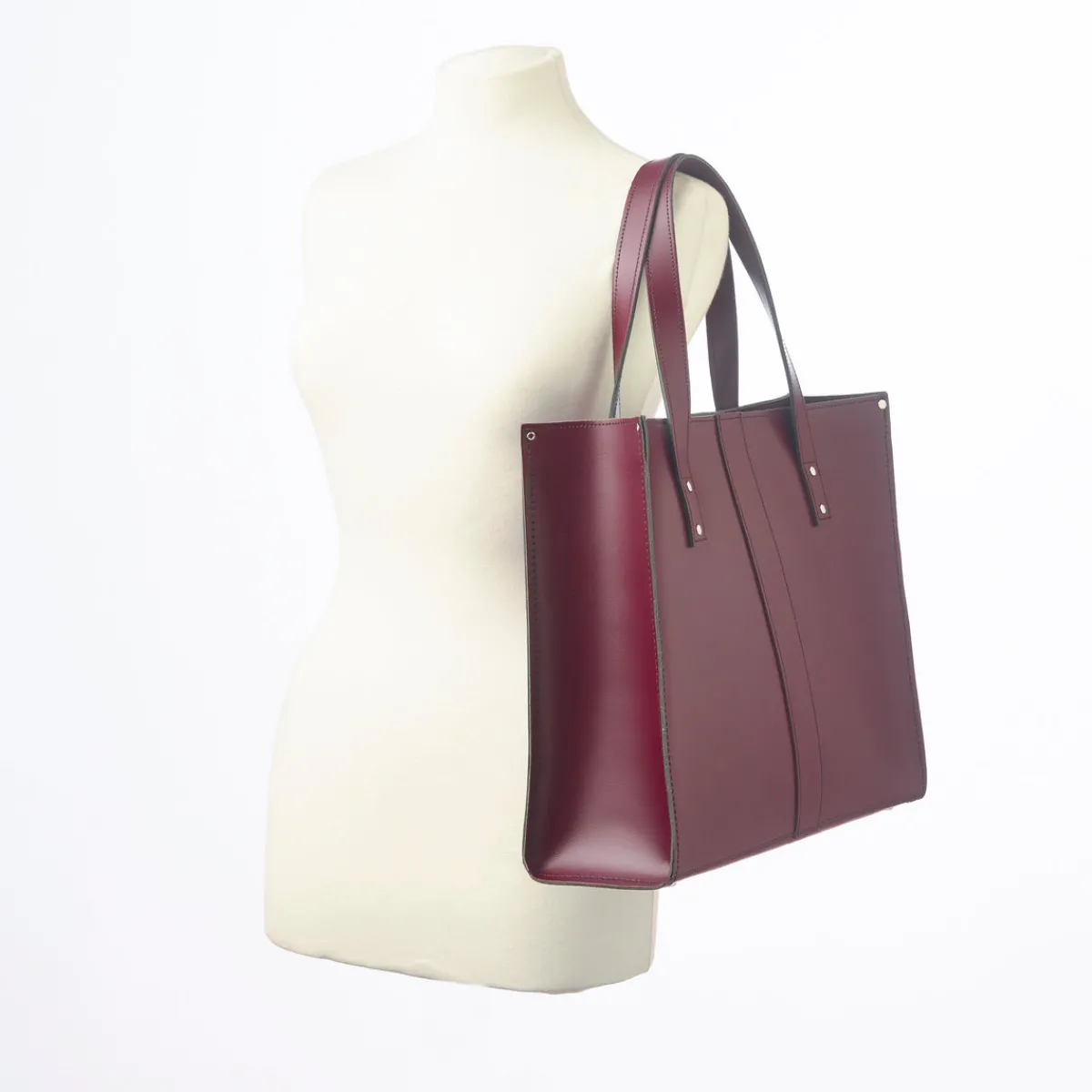 Zatchels Handmade Leather Shopper - Marsala Red><noscript><img width=