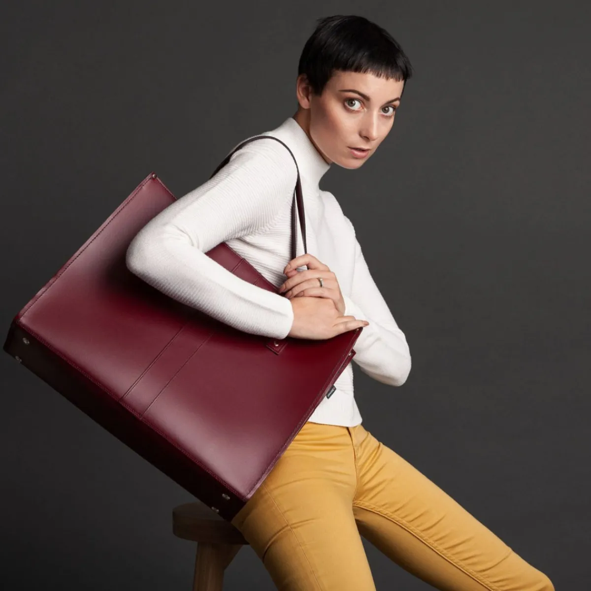 Zatchels Handmade Leather Shopper - Ivy Green><noscript><img width=