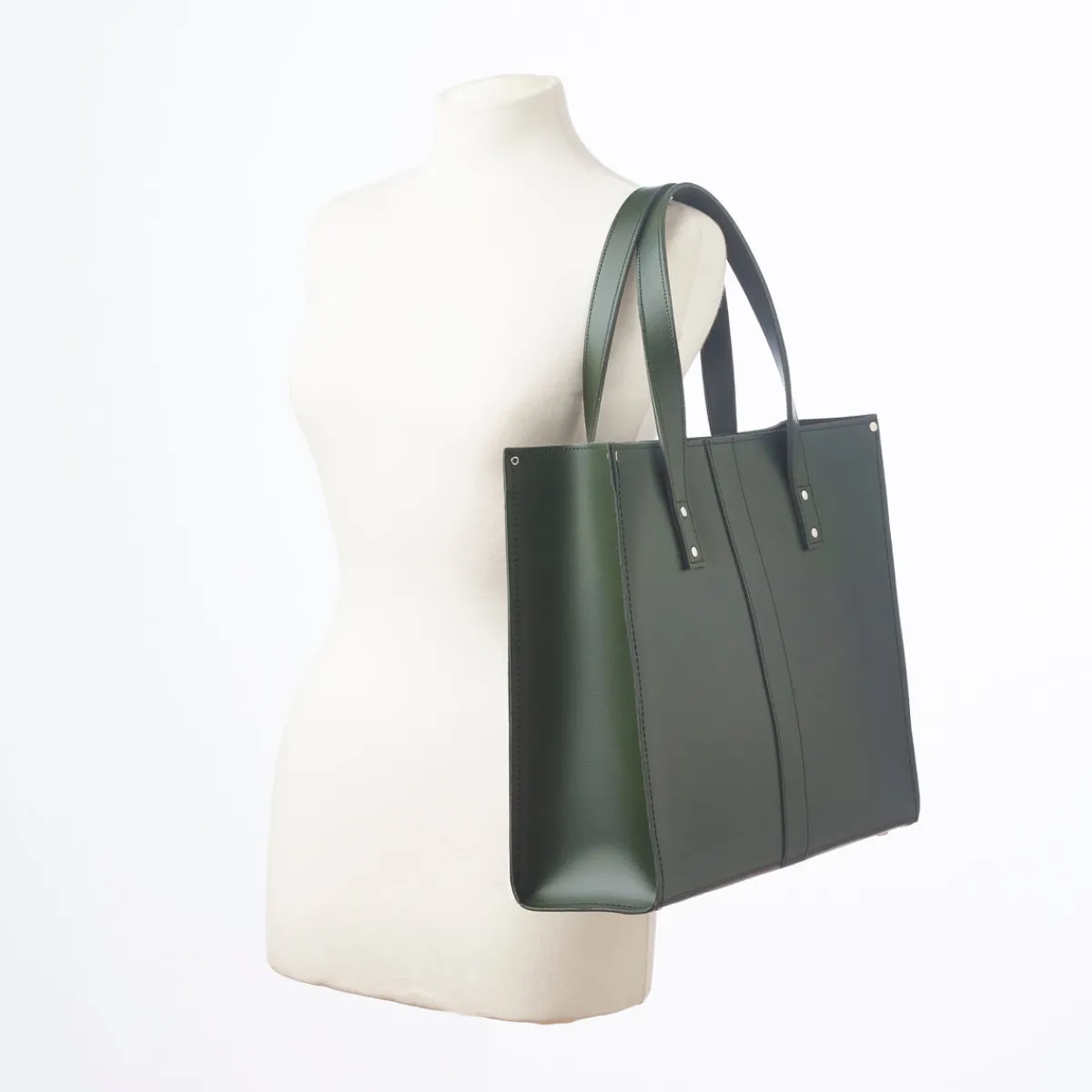 Zatchels Handmade Leather Shopper - Ivy Green><noscript><img width=