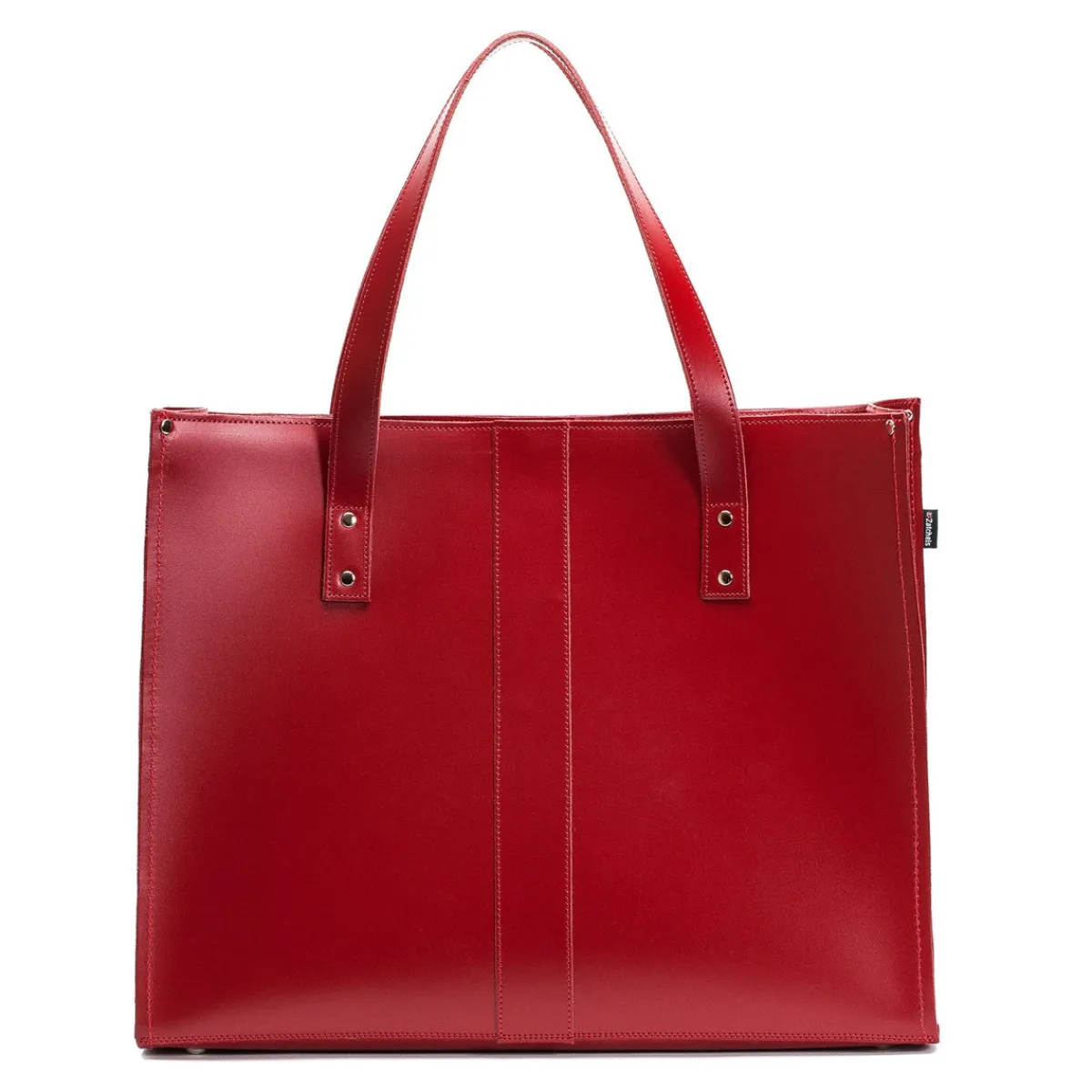 Zatchels Handmade Leather Shopper - Red>Women Shoppers And Tote Bags