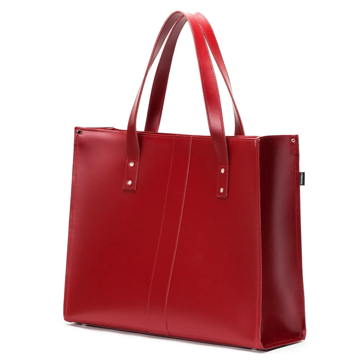Zatchels Handmade Leather Shopper - Red>Women Shoppers And Tote Bags