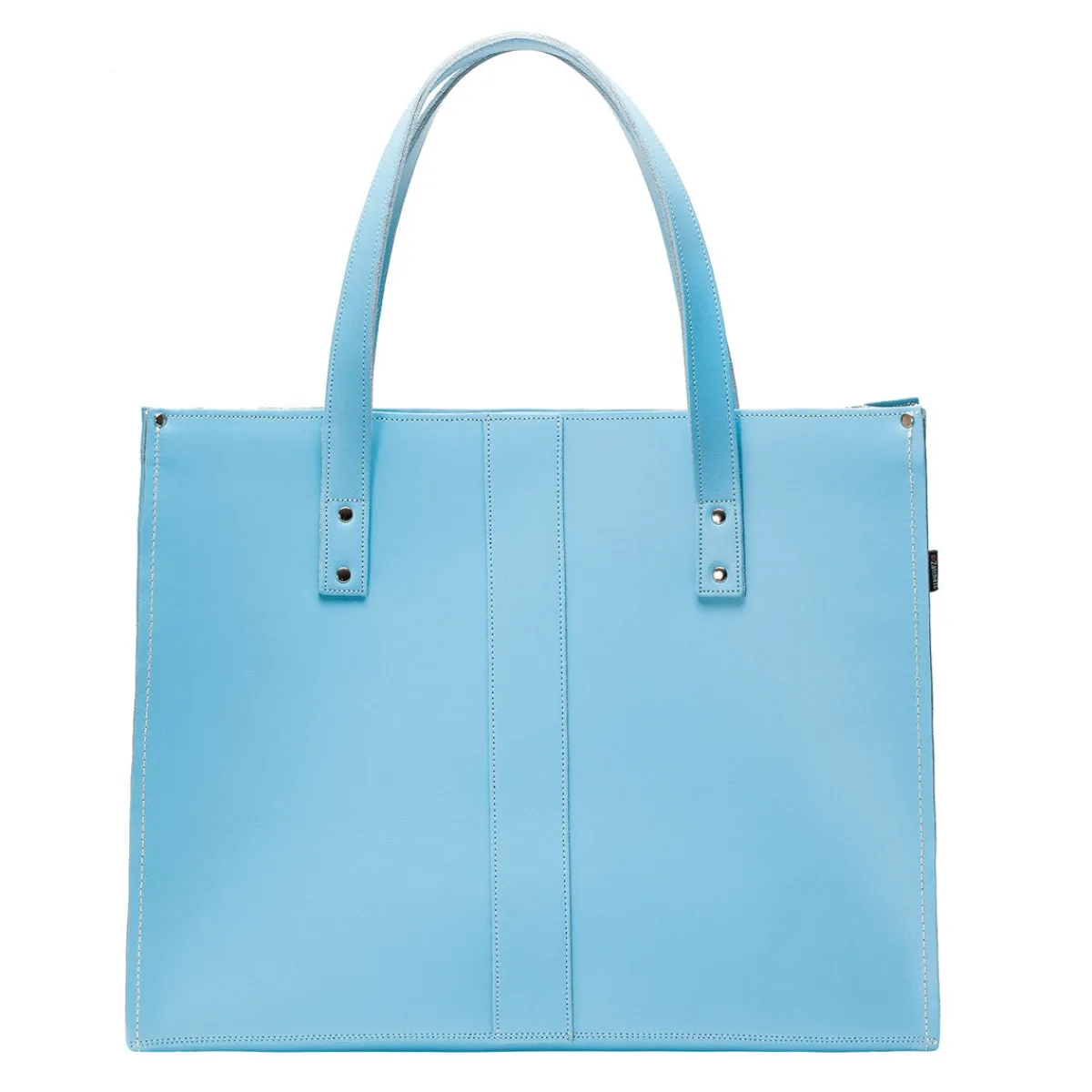 Zatchels Handmade Leather Shopper - Pastel Baby Blue>Women Shoppers And Tote Bags