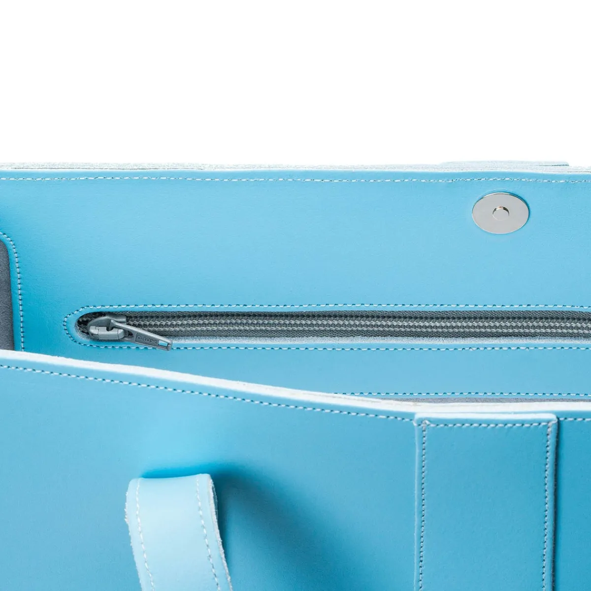 Zatchels Handmade Leather Shopper - Pastel Baby Blue><noscript><img width=