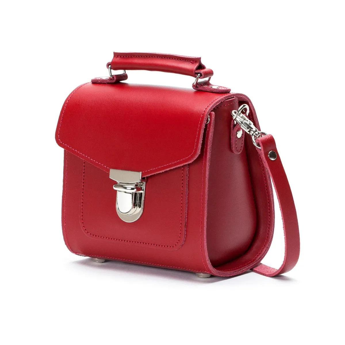 Zatchels Handmade Leather Sugarcube Handbag - Red>Women Cross Body Bags|Sugarcubes