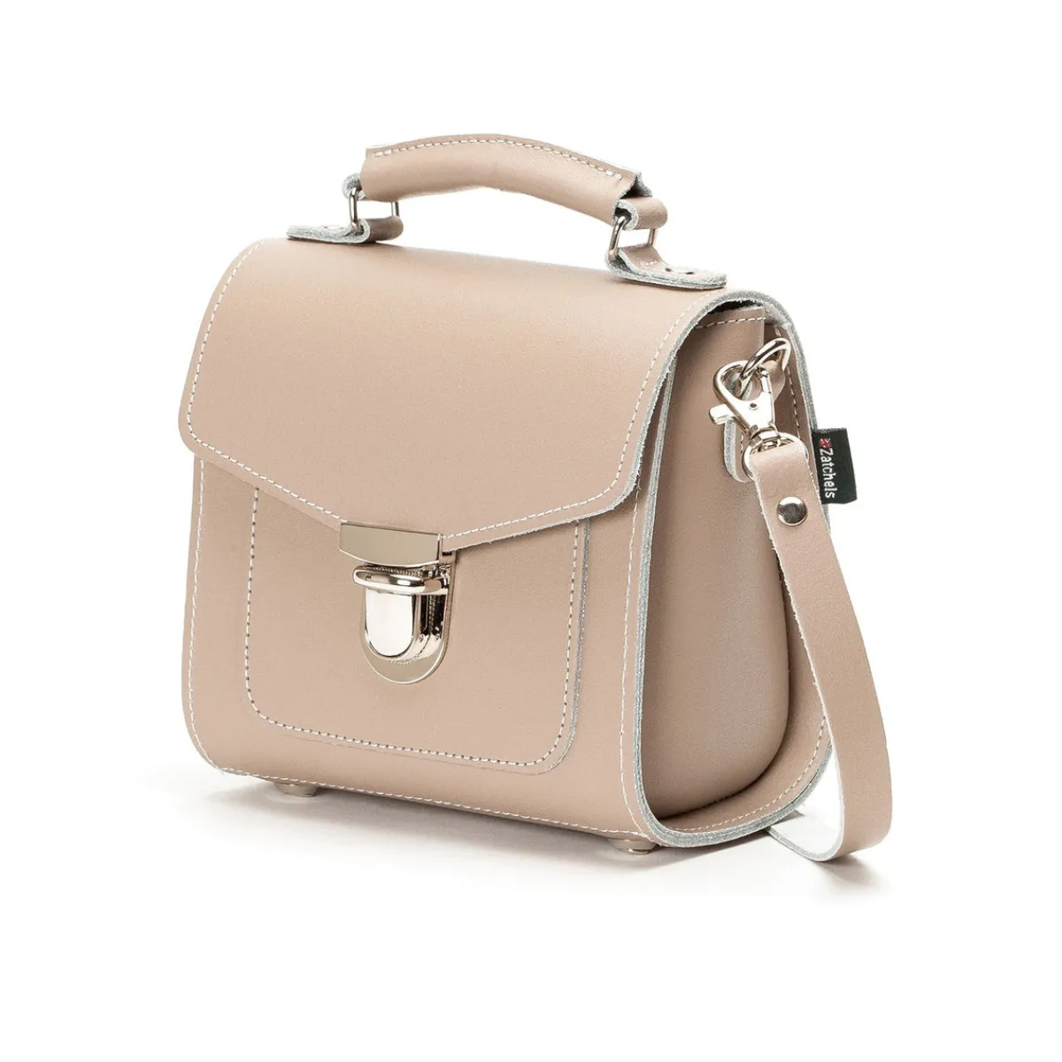 Zatchels Handmade Leather Sugarcube Handbag - Iced Coffee>Women Cross Body Bags|Sugarcubes