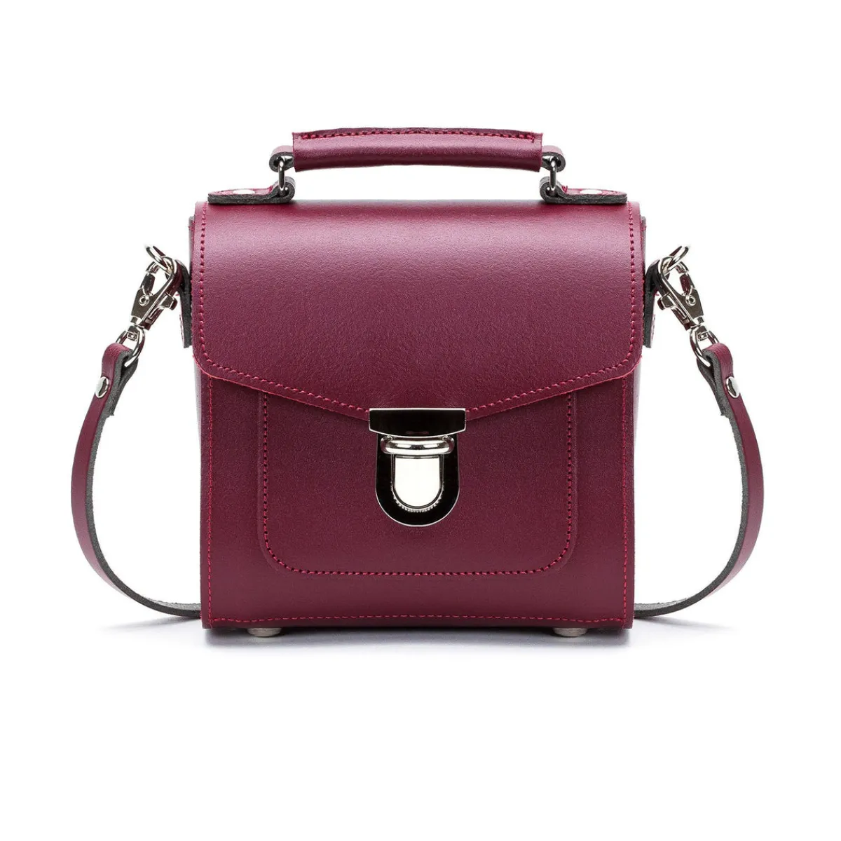 Zatchels Handmade Leather Sugarcube Handbag - Oxblood>Women Cross Body Bags|Sugarcubes