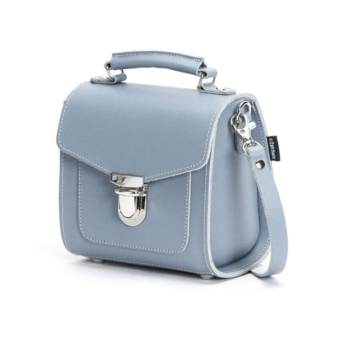 Zatchels Handmade Leather Sugarcube Handbag - Lilac Grey>Women Cross Body Bags|Sugarcubes