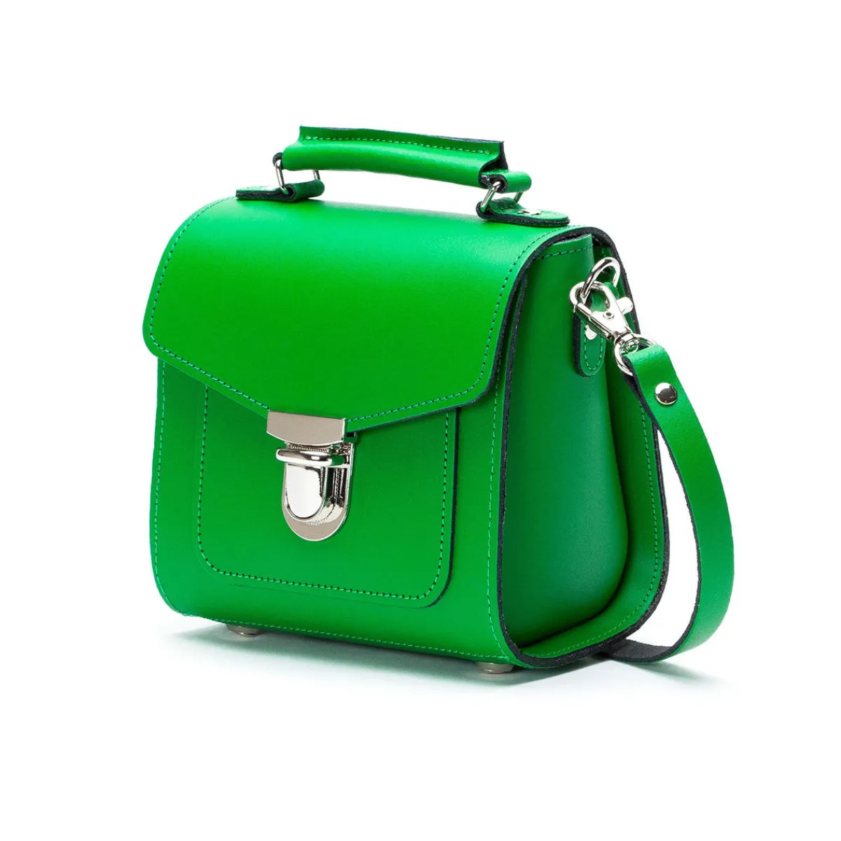 Zatchels Handmade Leather Sugarcube Handbag - Green>Women Cross Body Bags|Sugarcubes