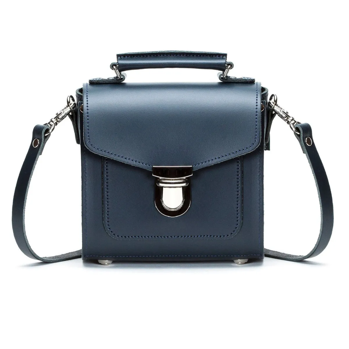 Zatchels Handmade Leather Sugarcube Handbag - Navy>Women Cross Body Bags|Sugarcubes