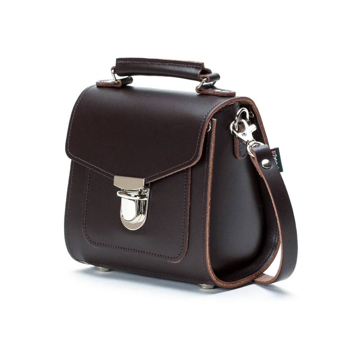 Zatchels Handmade Leather Sugarcube Handbag - Dark Brown>Women Cross Body Bags|Sugarcubes