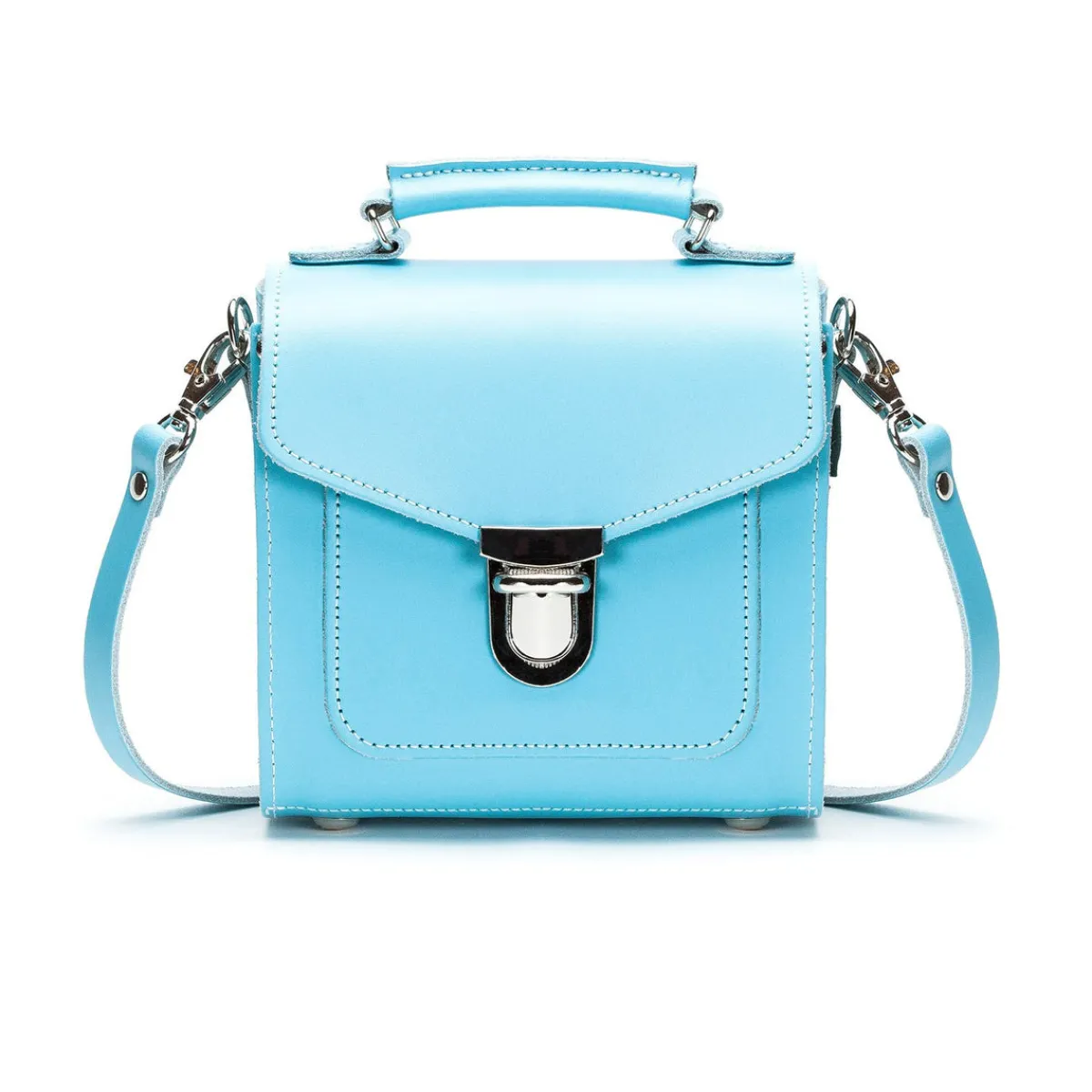 Zatchels Handmade Leather Sugarcube Handbag - Pastel Baby Blue>Women Cross Body Bags|Sugarcubes