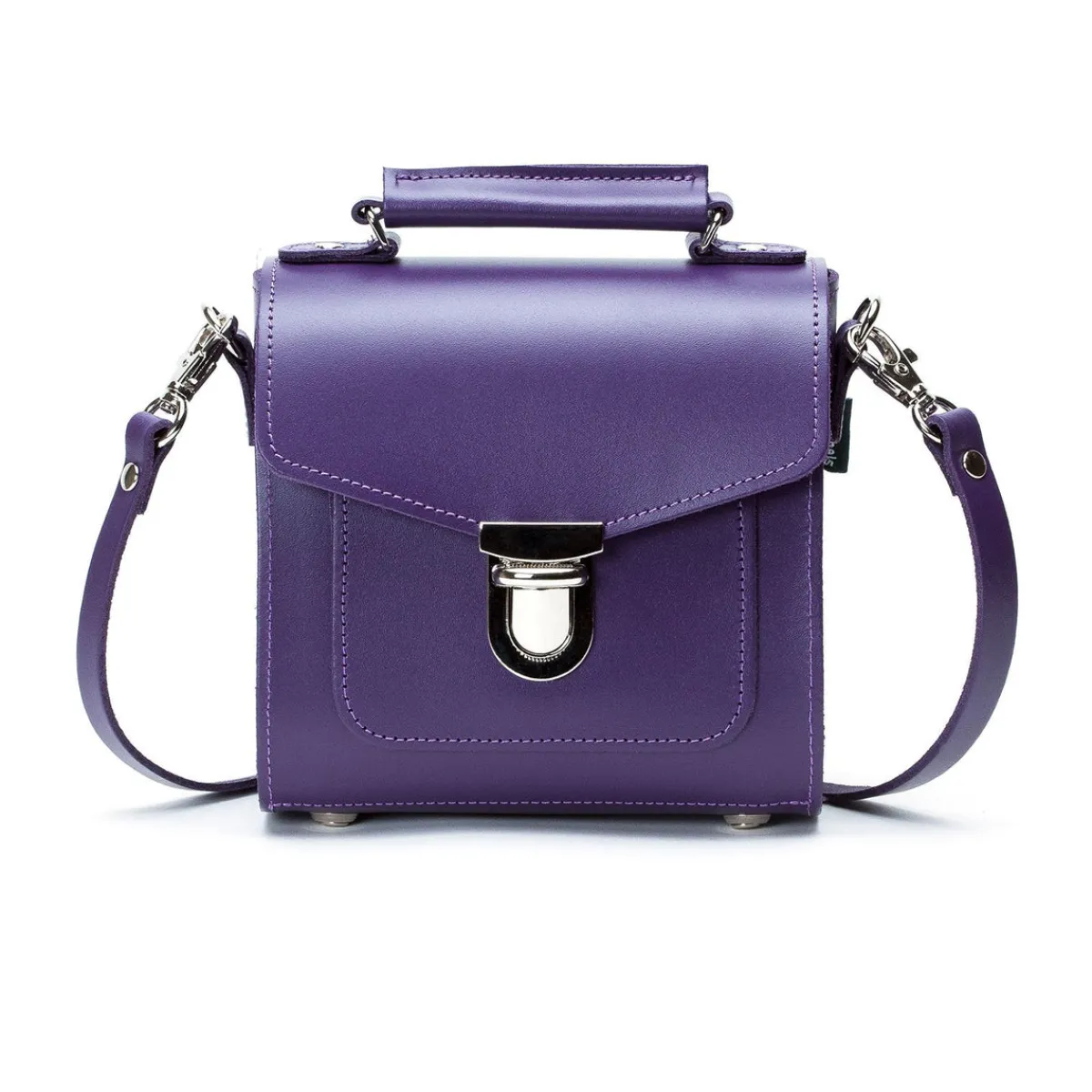 Zatchels Handmade Leather Sugarcube Handbag - Purple>Women Cross Body Bags|Sugarcubes