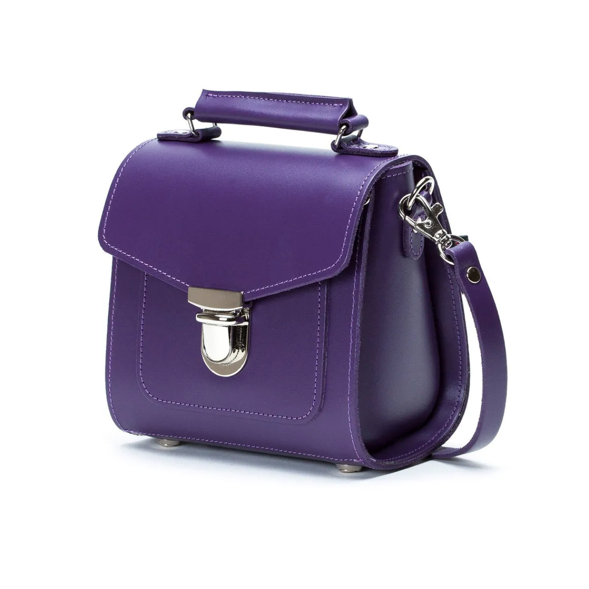 Zatchels Handmade Leather Sugarcube Handbag - Purple>Women Cross Body Bags|Sugarcubes