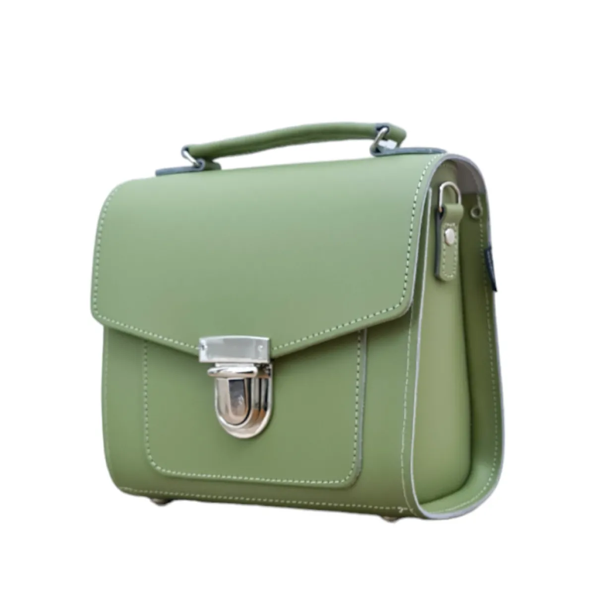 Zatchels Handmade Leather Sugarcube Handbag - Sage - Green>Women Cross Body Bags|Sugarcubes