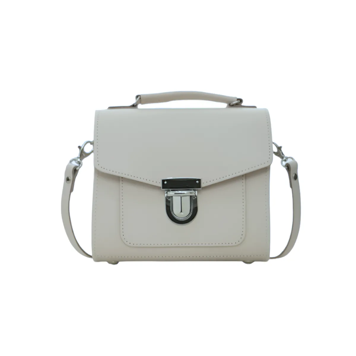 Zatchels Handmade Leather Sugarcube Handbag - Eggshell>Women Cross Body Bags|Sugarcubes