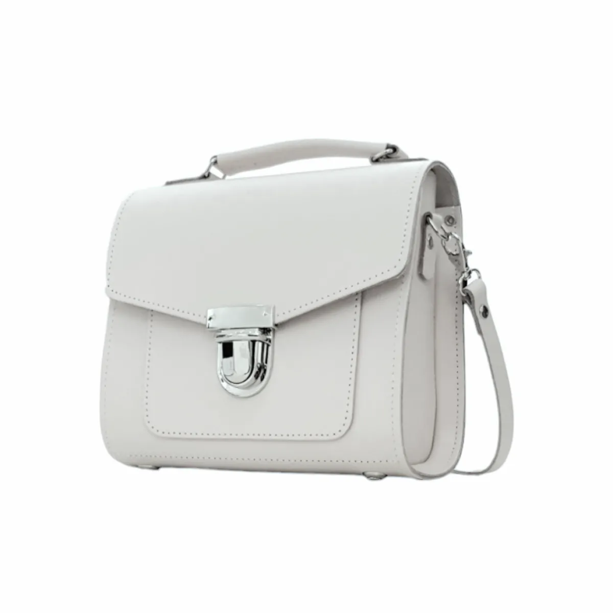 Zatchels Handmade Leather Sugarcube Handbag - Eggshell>Women Cross Body Bags|Sugarcubes