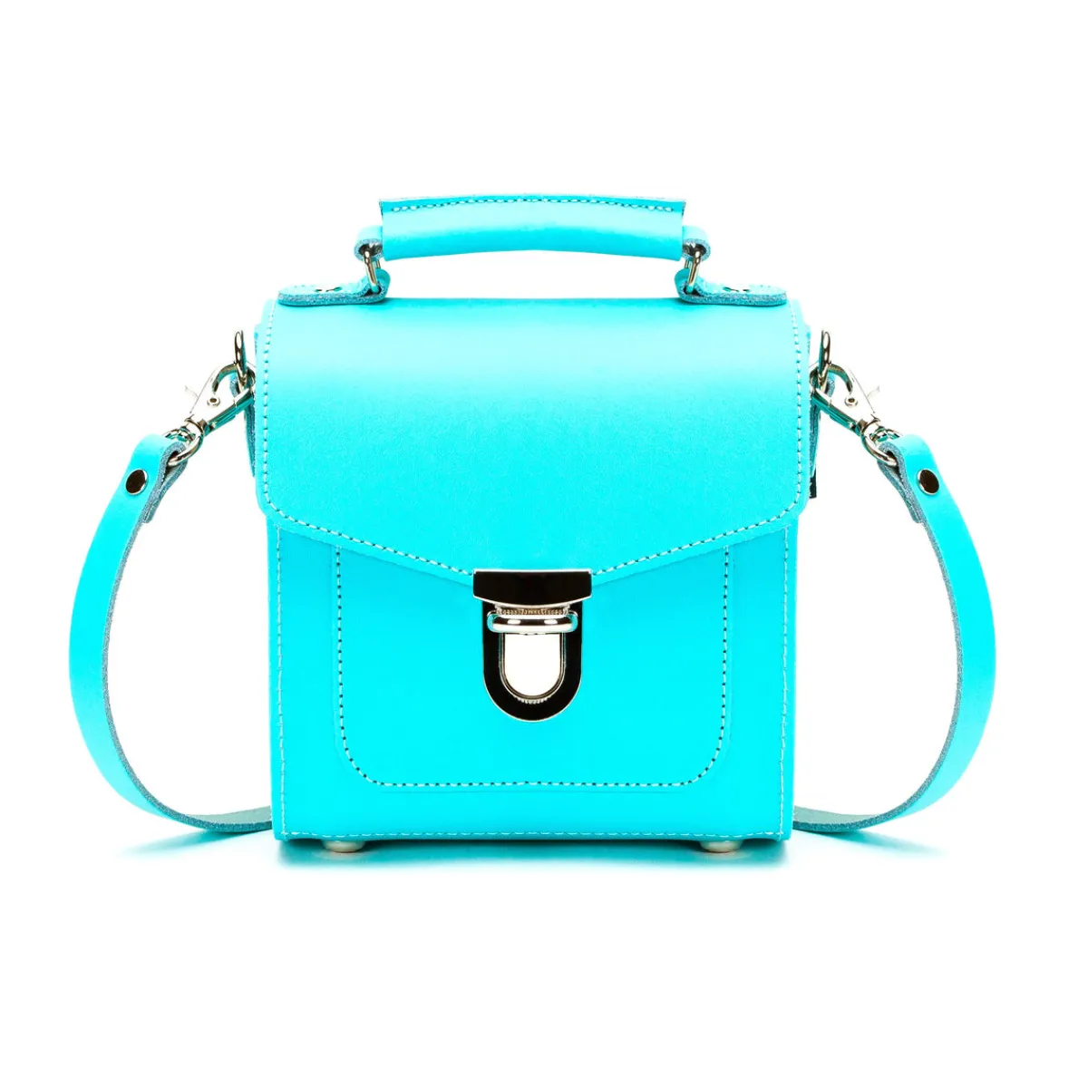Zatchels Handmade Leather Sugarcube Handbag - Limpet - Shell Blue>Women Cross Body Bags|Sugarcubes