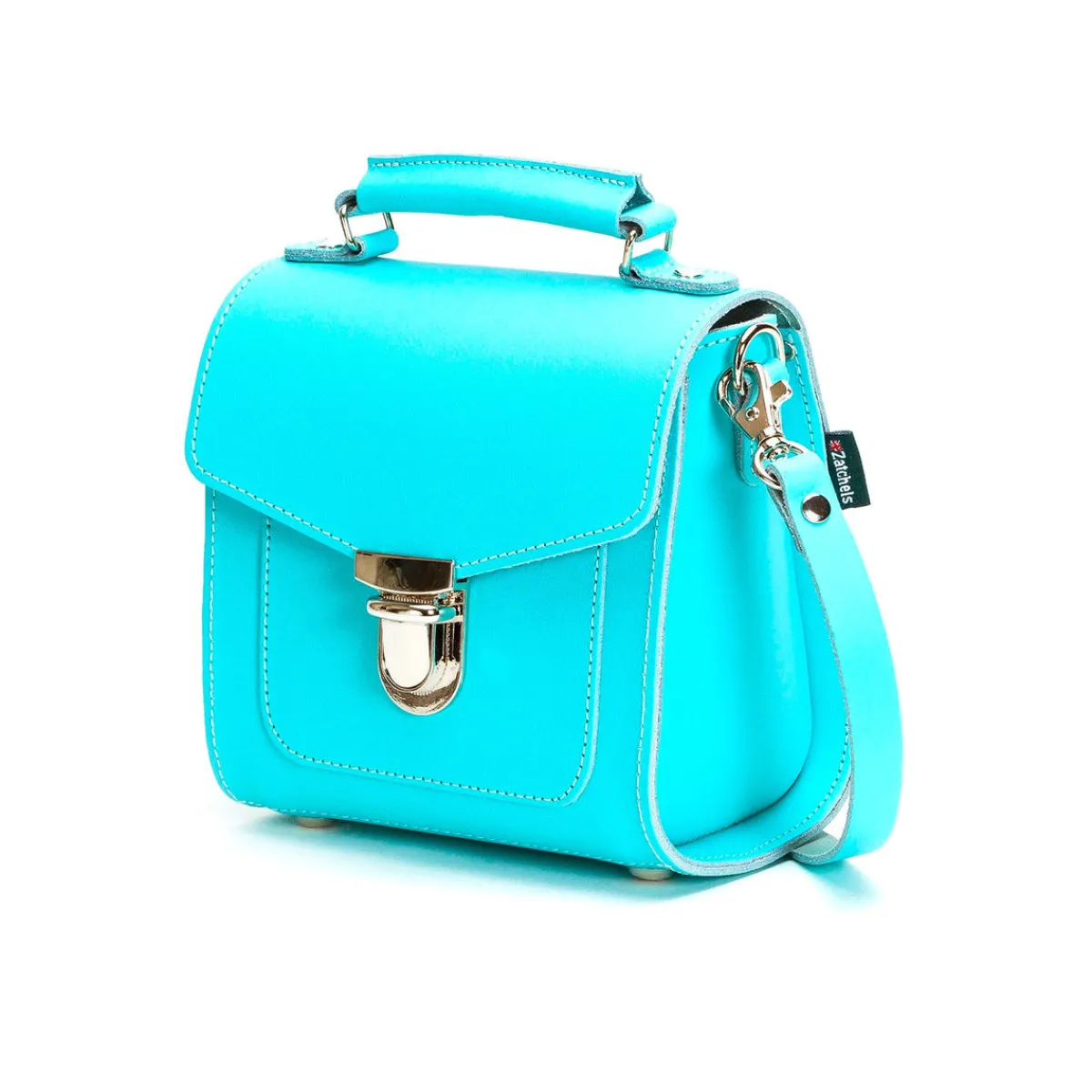 Zatchels Handmade Leather Sugarcube Handbag - Limpet - Shell Blue>Women Cross Body Bags|Sugarcubes