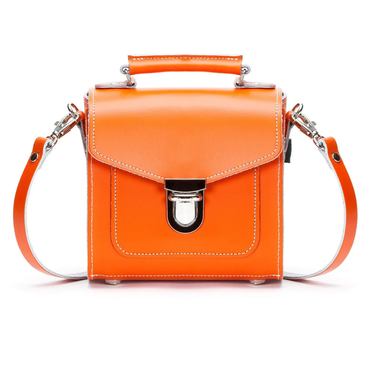 Zatchels Handmade Leather Sugarcube Handbag - Orange>Women Cross Body Bags|Sugarcubes