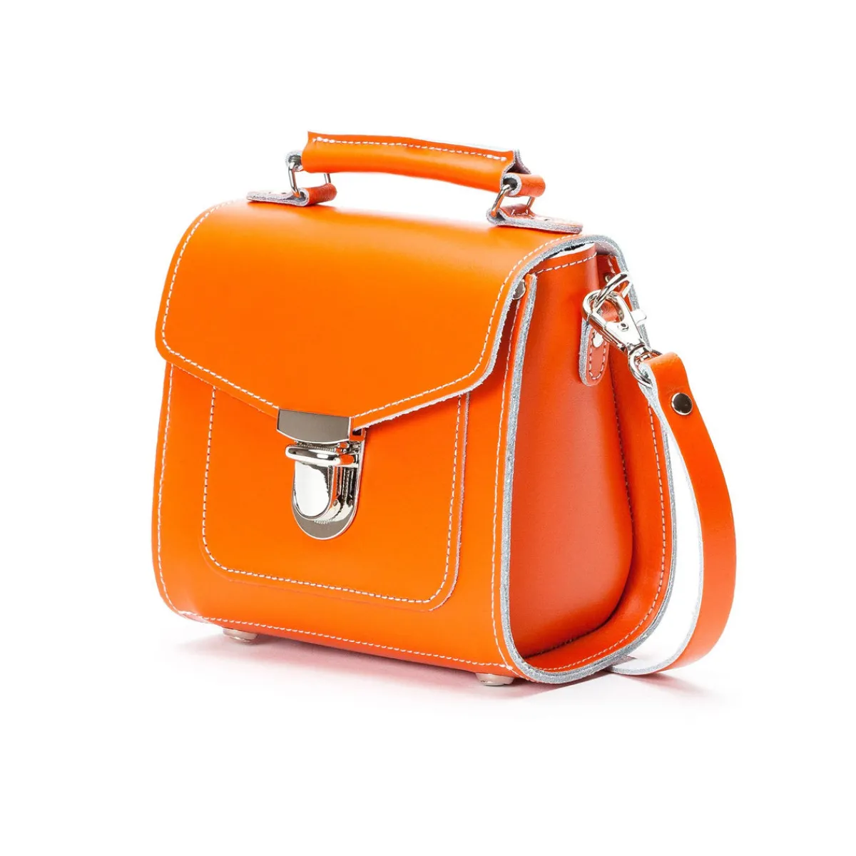 Zatchels Handmade Leather Sugarcube Handbag - Orange>Women Cross Body Bags|Sugarcubes