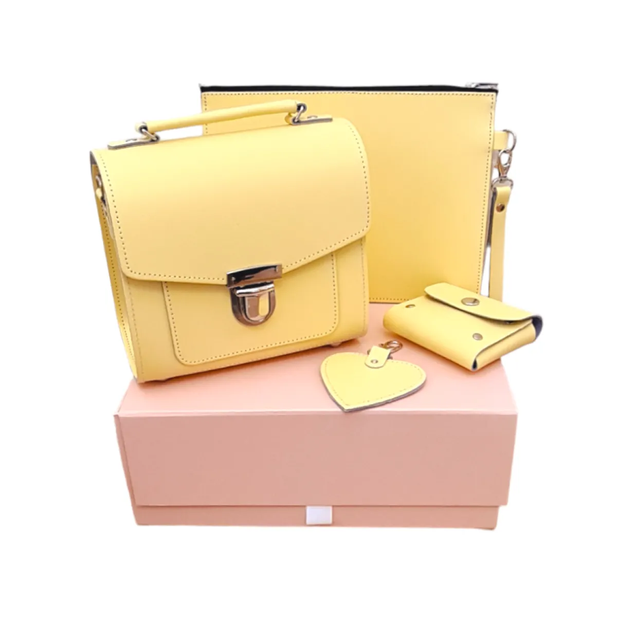 Zatchels Handmade Leather Sugarcube Plus Collection Gift Set - Primrose Yellow>Women Cross Body Bags|Sugarcubes