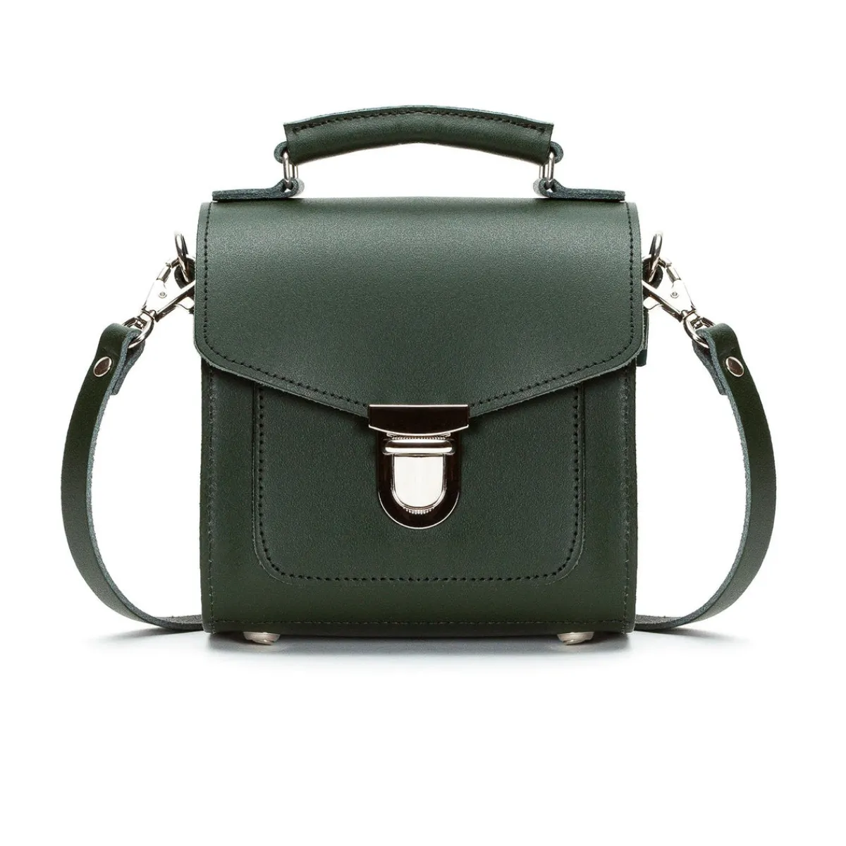 Zatchels Handmade Leather Sugarcube Handbag - Ivy Green>Women Cross Body Bags|Sugarcubes