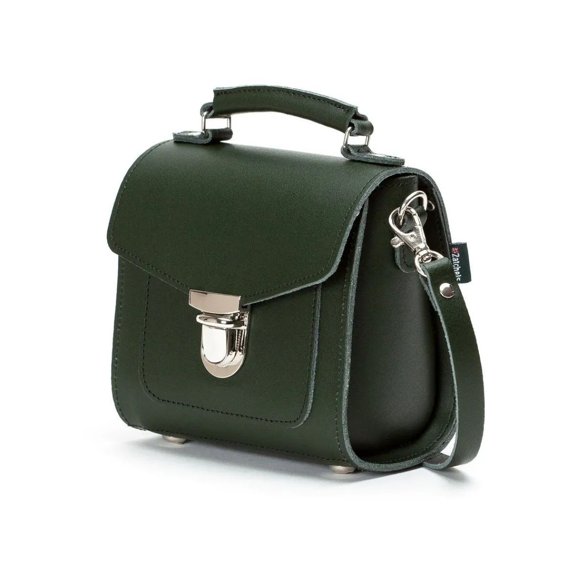 Zatchels Handmade Leather Sugarcube Handbag - Ivy Green>Women Cross Body Bags|Sugarcubes