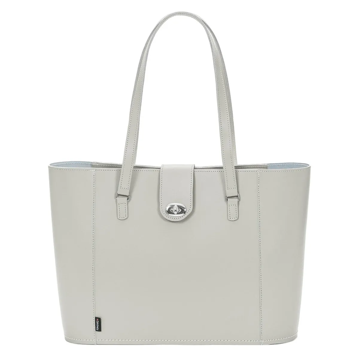Zatchels Handmade Leather Twist Lock Shopper - Ghost>Women Shoppers And Tote Bags