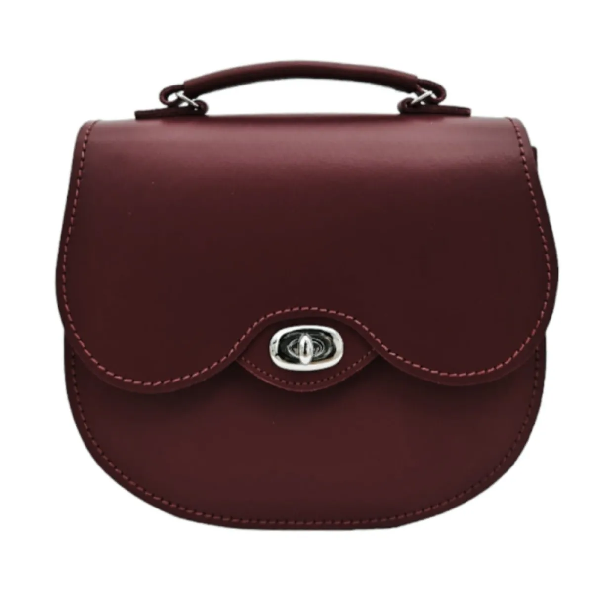 Zatchels Handmade Leather Twist Lock Saddle Bag - Oxblood>Women Saddle Bags|Twist Lock Saddle Bags