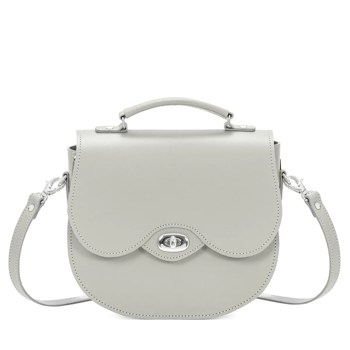 Zatchels Handmade Leather Twist Lock Saddle Bag - Ghost>Women Saddle Bags|Twist Lock Saddle Bags