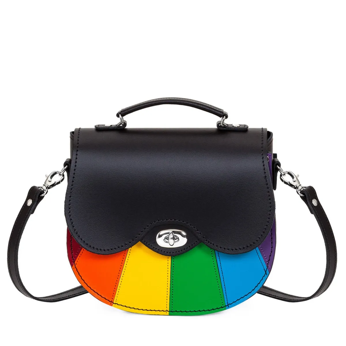 Zatchels Handmade Leather Twist Lock Saddle Bag - Pride>Women Saddle Bags|Twist Lock Saddle Bags