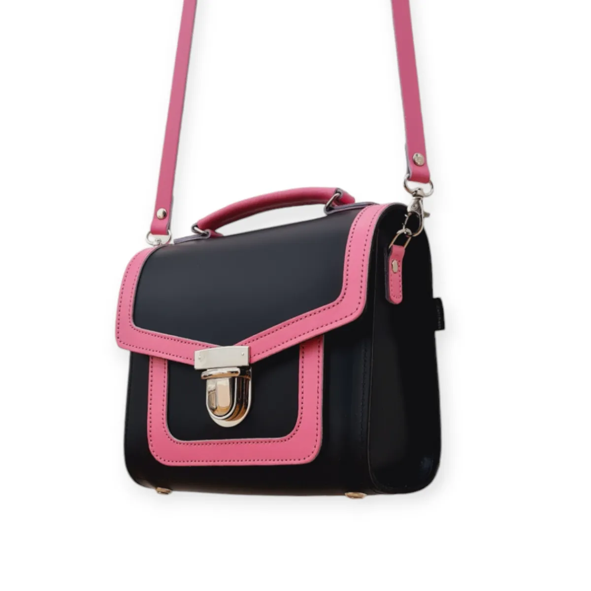 Zatchels Harmony Handmade Leather Sugarcube Plus Handbag - Hot Fuchsia -Pink>Women Cross Body Bags|Sugarcubes