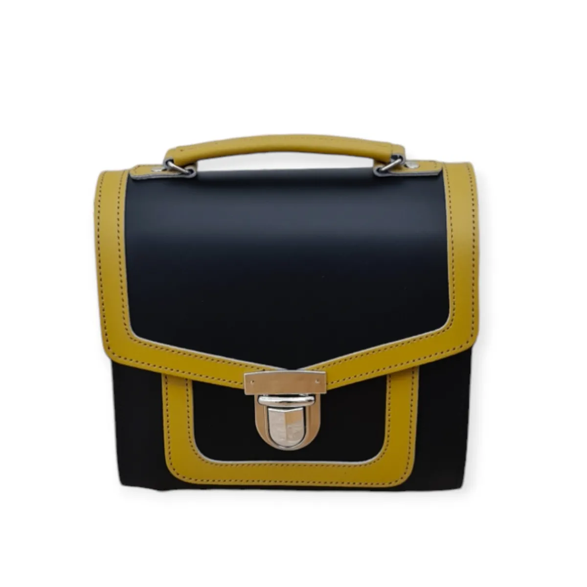 Zatchels Harmony Handmade Leather Sugarcube Plus Handbag - Ochre>Women Cross Body Bags|Sugarcubes