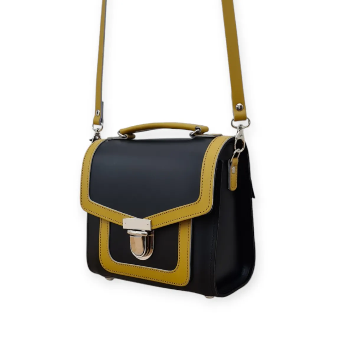 Zatchels Harmony Handmade Leather Sugarcube Plus Handbag - Ochre>Women Cross Body Bags|Sugarcubes