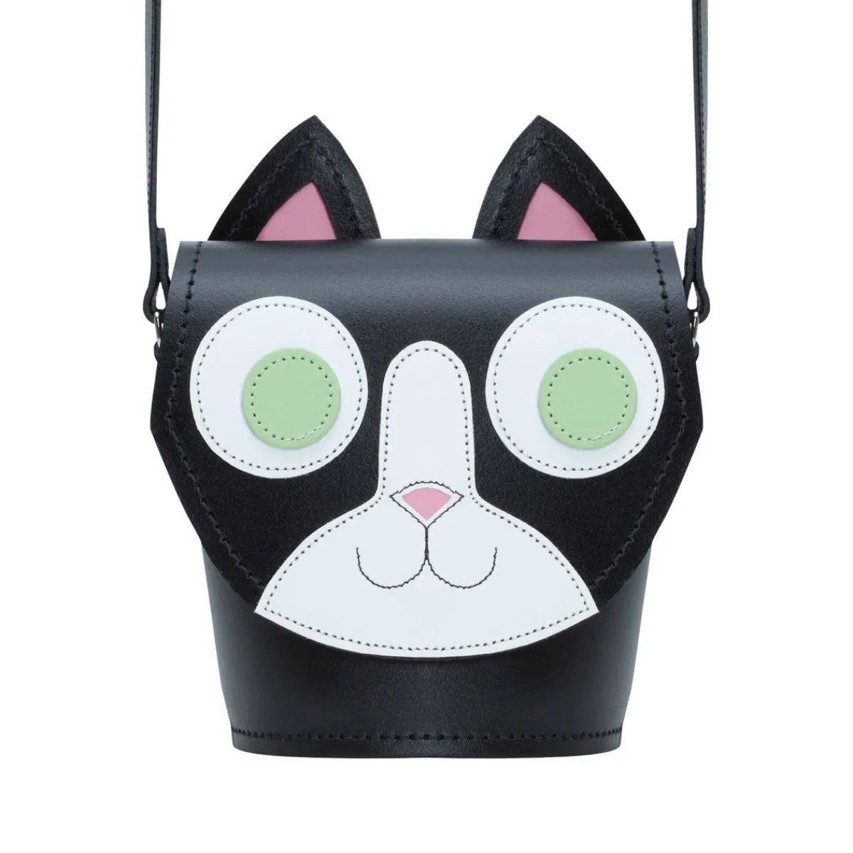 Zatchels Kitty Cat Handmade Leather Bag>Women Barrel Bags
