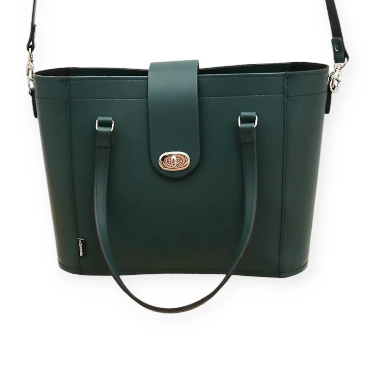 Zatchels Leather Handmade Mini Twist Lock Shopper Bag - Pine - In Stock & Ready to Ship>Women Shoppers And Tote Bags