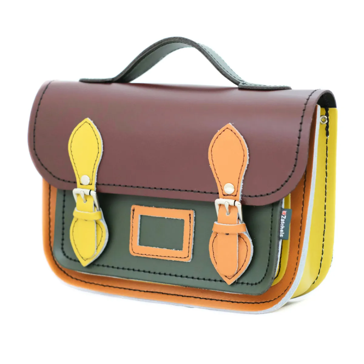 Zatchels Leather Midi Satchel - Autumnal Kaleidoscope>Women Small Satchels|Midi Satchels