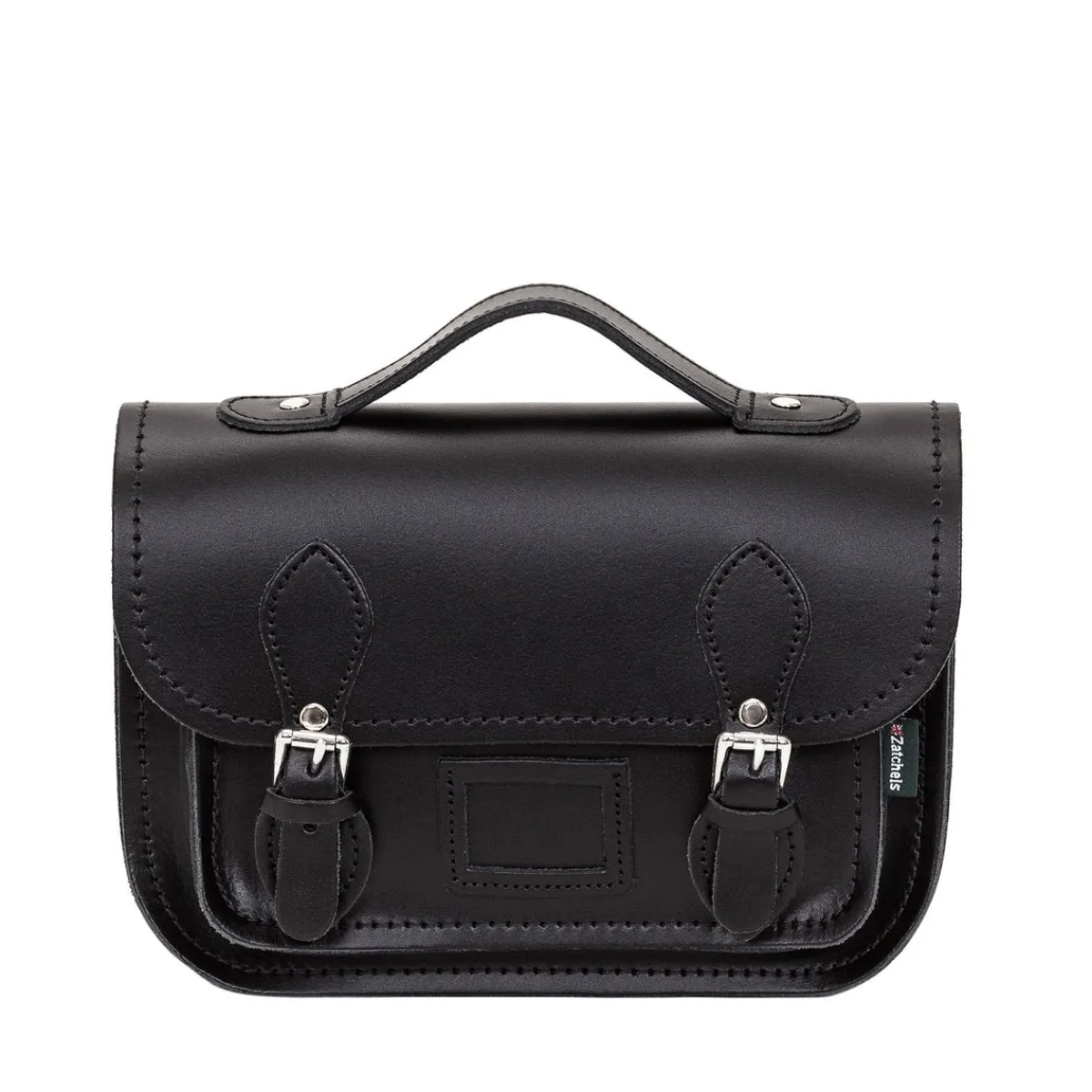 Zatchels Leather Midi Satchel - Black>Women Small Satchels|Midi Satchels