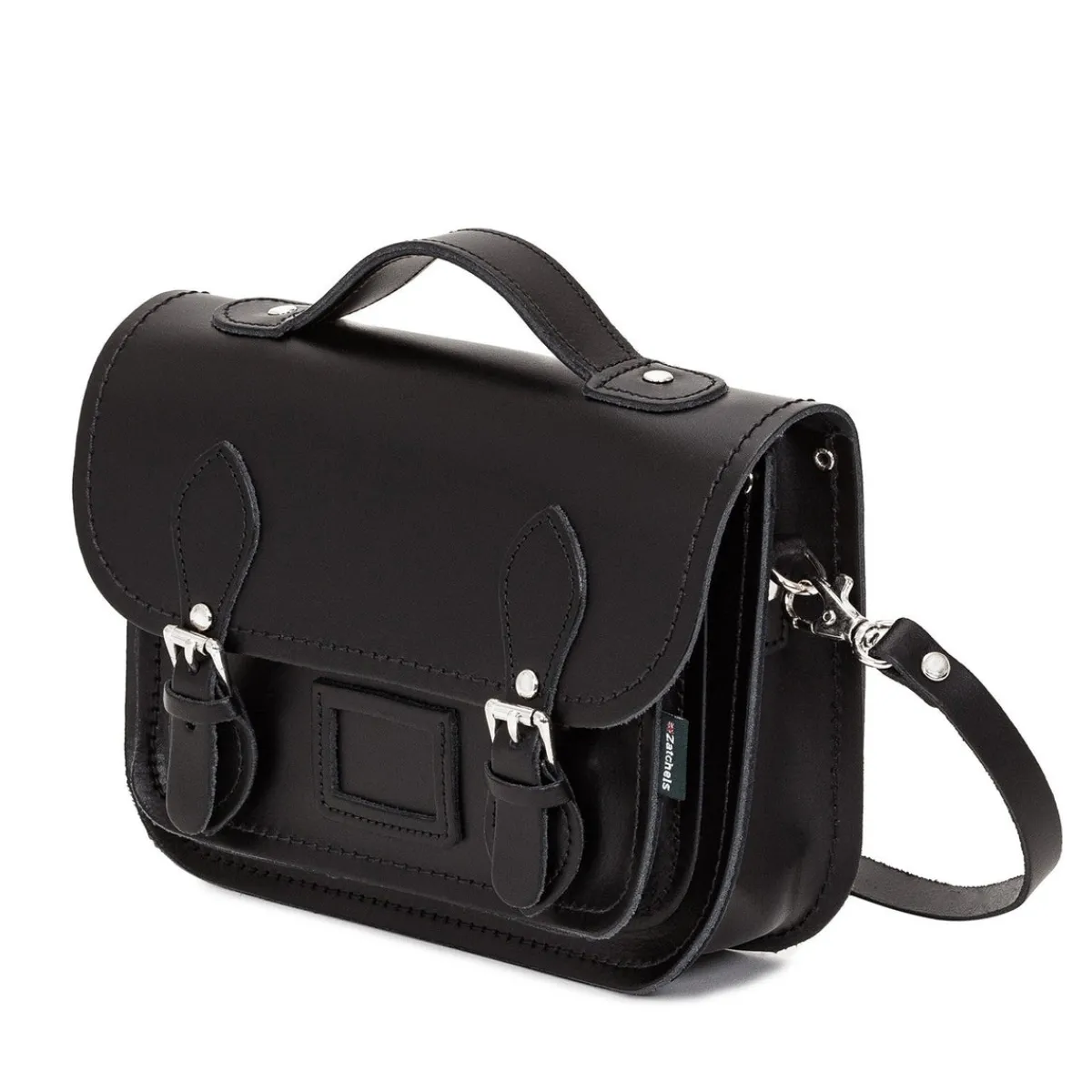 Zatchels Leather Midi Satchel - Black>Women Small Satchels|Midi Satchels