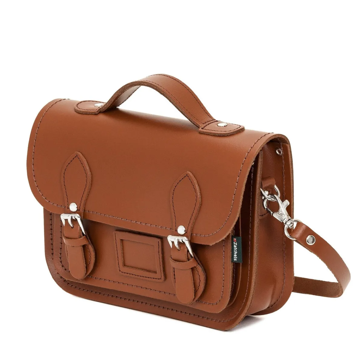 Zatchels Leather Midi Satchel - Chestnut>Women Small Satchels|Midi Satchels