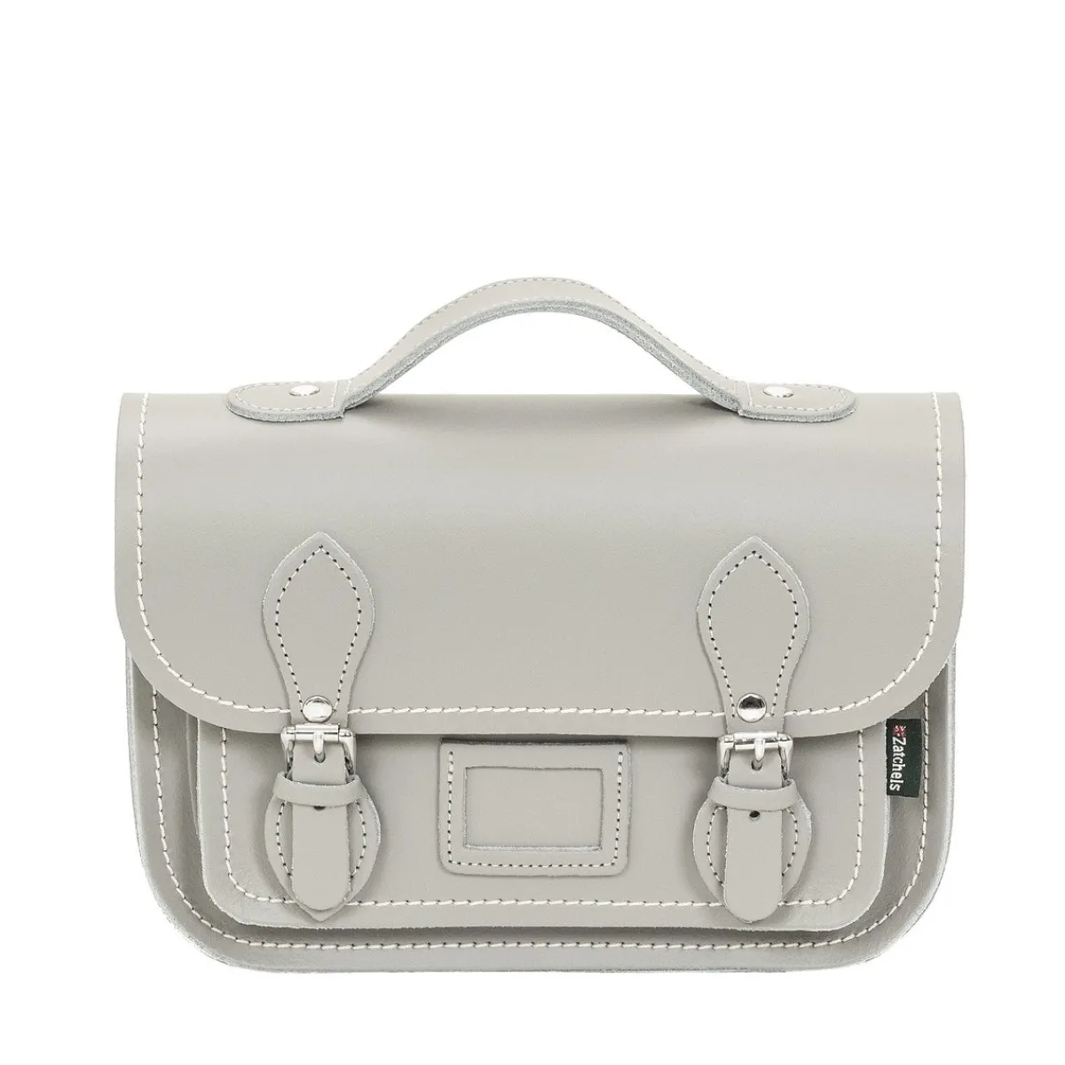 Zatchels Leather Midi Satchel - Ghost Grey>Women Small Satchels|Midi Satchels