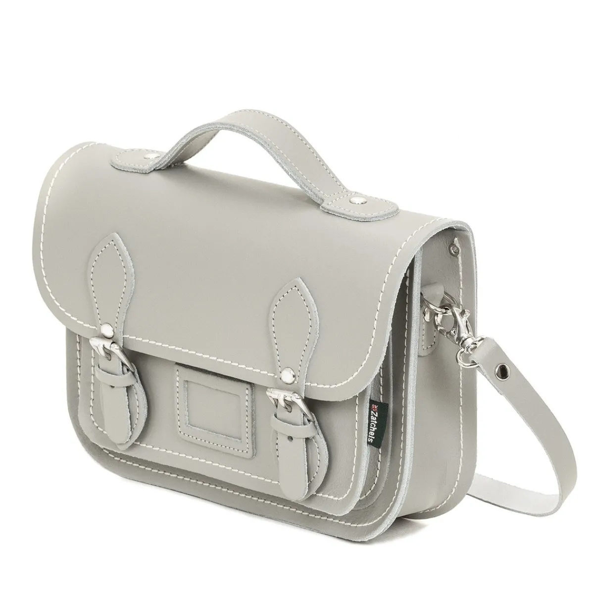 Zatchels Leather Midi Satchel - Ghost Grey>Women Small Satchels|Midi Satchels