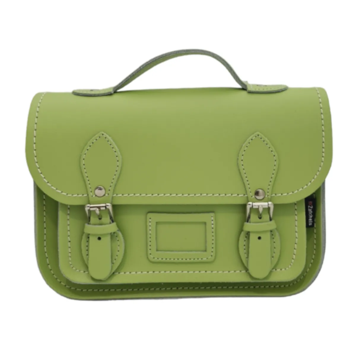 Zatchels Leather Midi Satchel - Grass Green>Women Small Satchels|Midi Satchels
