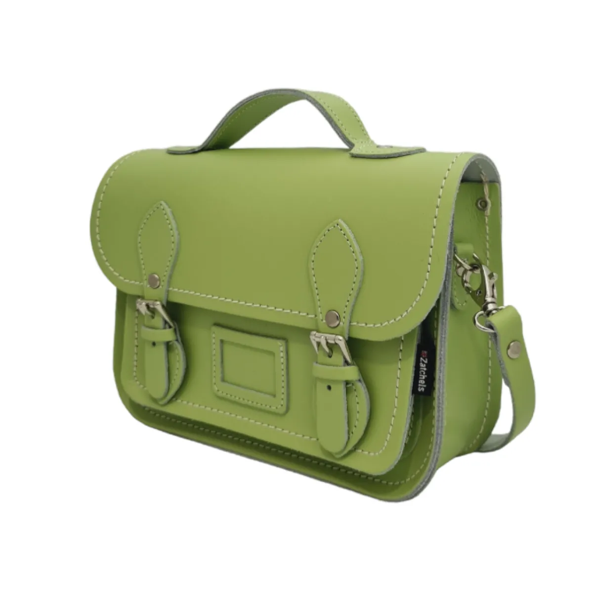 Zatchels Leather Midi Satchel - Grass Green>Women Small Satchels|Midi Satchels