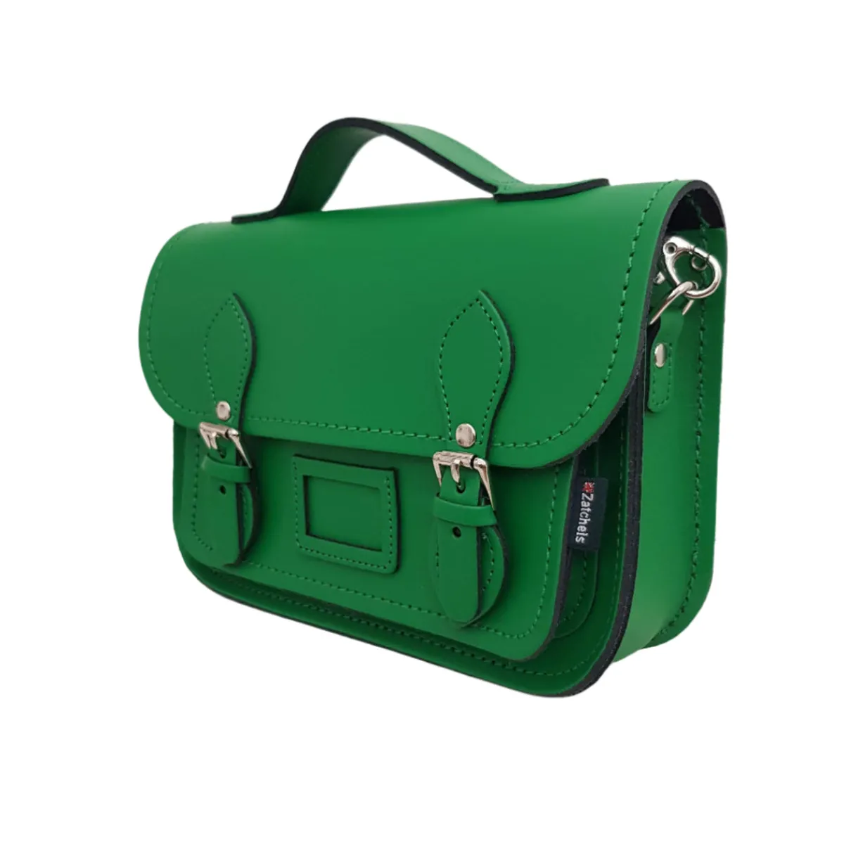 Zatchels Leather Midi Satchel - Green>Women Small Satchels|Midi Satchels