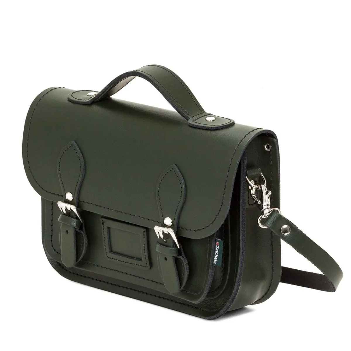Zatchels Leather Midi Satchel - Ivy Green>Women Small Satchels|Midi Satchels