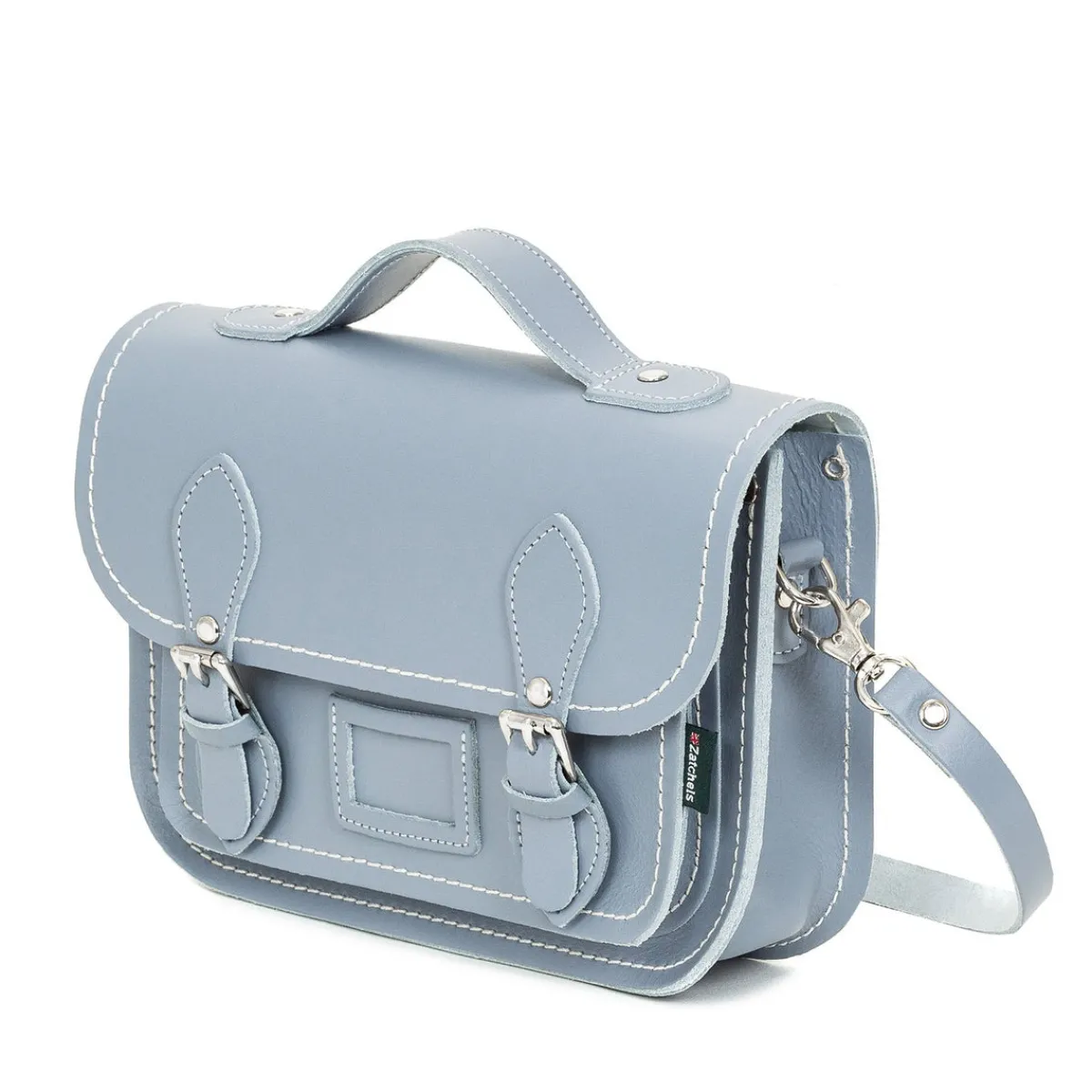 Zatchels Leather Midi Satchel - Lilac Grey>Women Small Satchels|Midi Satchels