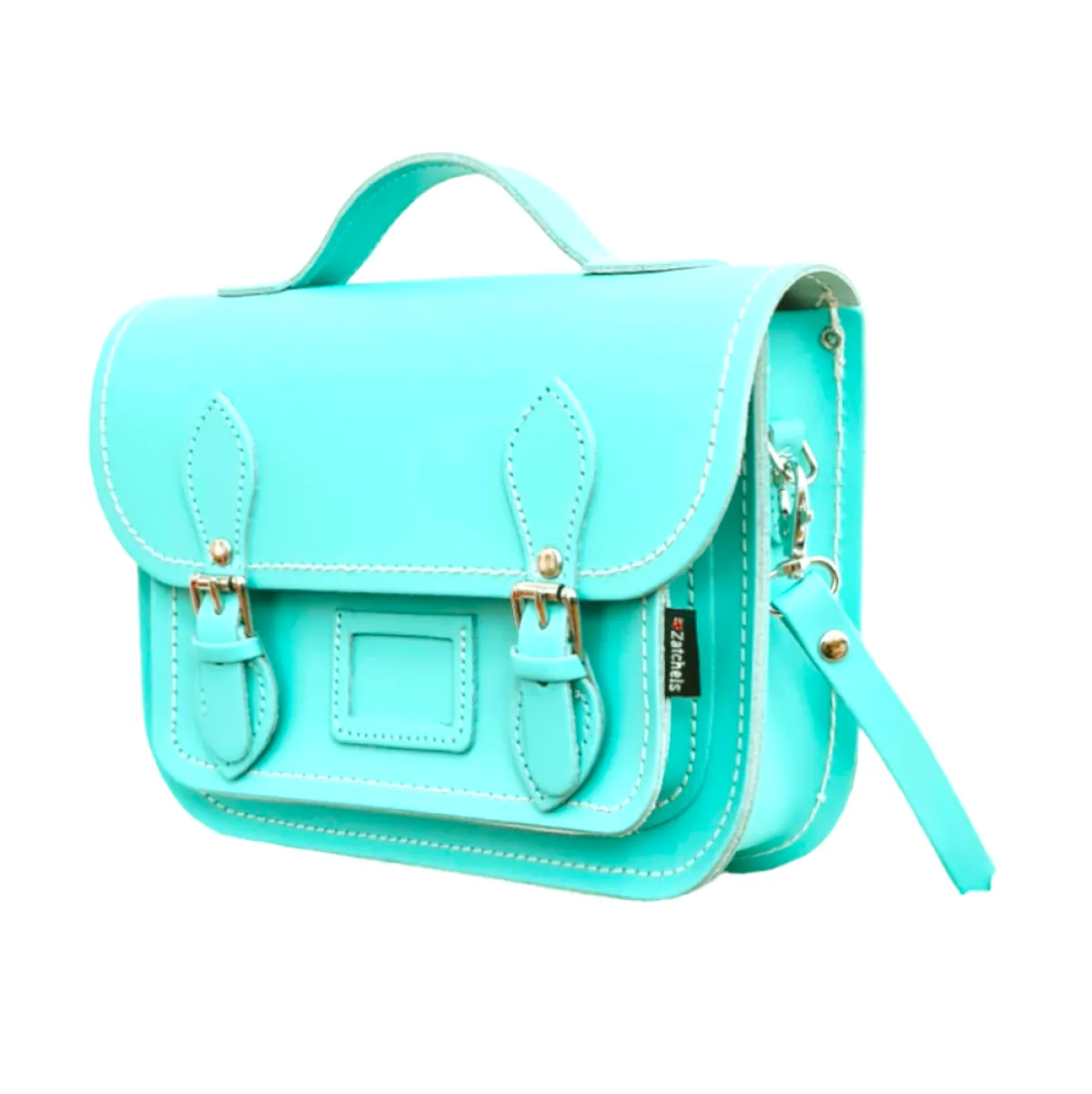 Zatchels Leather Midi Satchel - Limpet - Shell Blue>Women Small Satchels|Midi Satchels