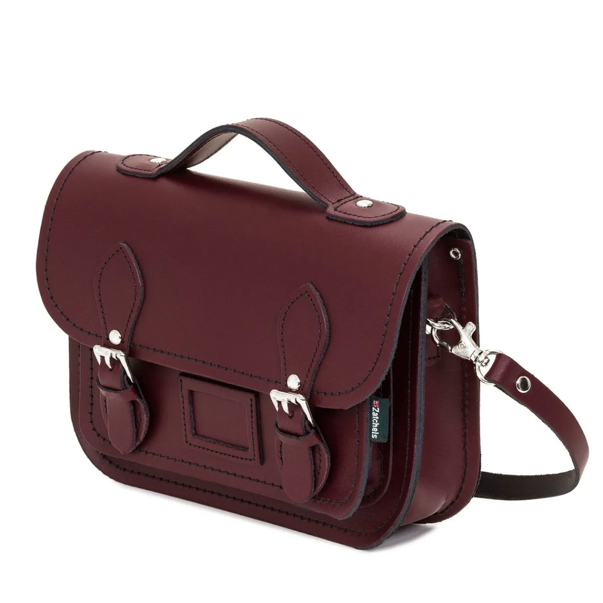 Zatchels Leather Midi Satchel - Marsala Red>Women Small Satchels|Midi Satchels